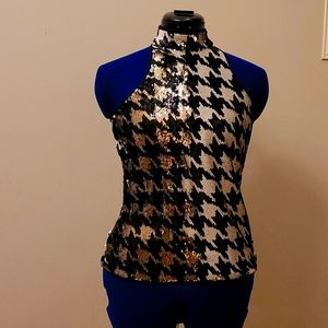 Nwot reversible houndstooth sequin top